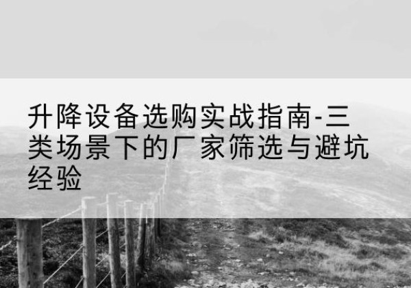 镇坪移动式升降机厂家推荐-升降设备选购实战指南-三类场景下的厂家筛选与避坑经验